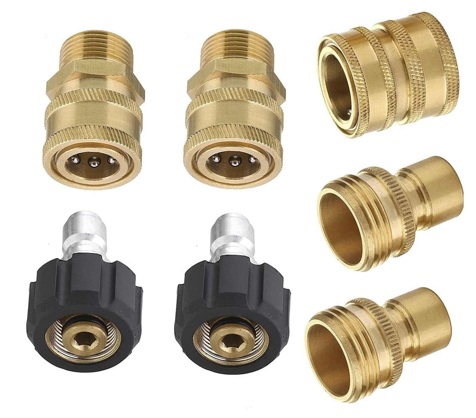 Pressure Washer Quick Connect Adapter Set for Sun Joe SPX Series, M22-15mm to 3/8" Quick Release, 5000 PSI, Complete Hassle-Free Set