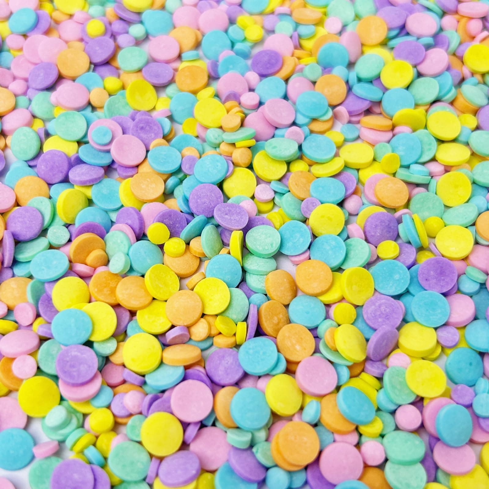 Easter Pastel Confetti Sprinkles for Cake Decorating, Mix Edible Rainbow Flat Round Sugar, Ideal for Cookie, Macaron, Cupcake, Ice Cream Topping