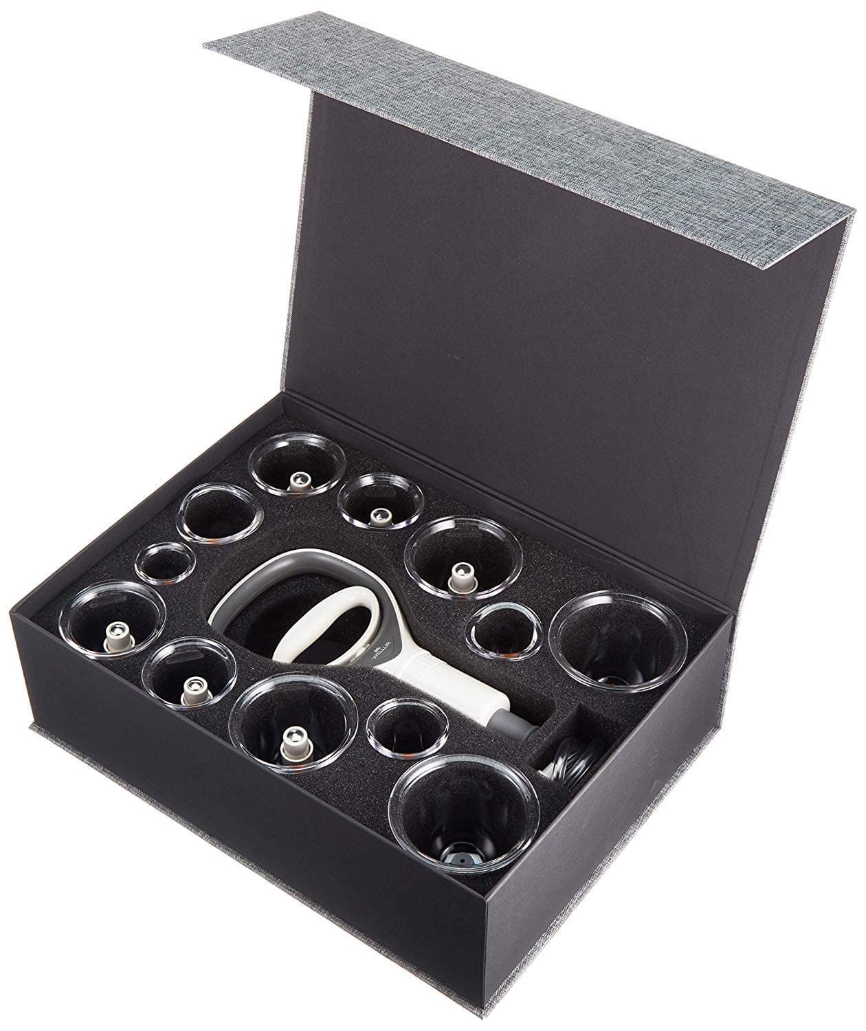 WELLUR - Pro Cupping Therapy Set with Durable Newly Designed Pumping Handle and Extension Tube - Enhanced Gift Box Packing with English Manual Guide - 6 Magnetic Cylindricals - 12 Cups.