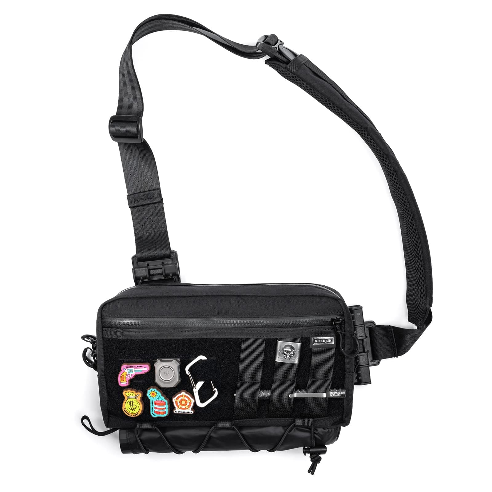 Cache L3 EDC Sling Bag Chest, Lightweight Shoulder Daypack, 500D Nylon, Travel Hiking Concealed Carry, Crossbody Bag, Tactical Backpack, Hiking Ambidextrous Strap Black