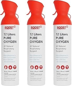Boost Oxygen Extra-Large Rapid Response 12L Canister | Respiratory Support for Aerobic Recovery, Altitude, Performance & Health (3 Pack)