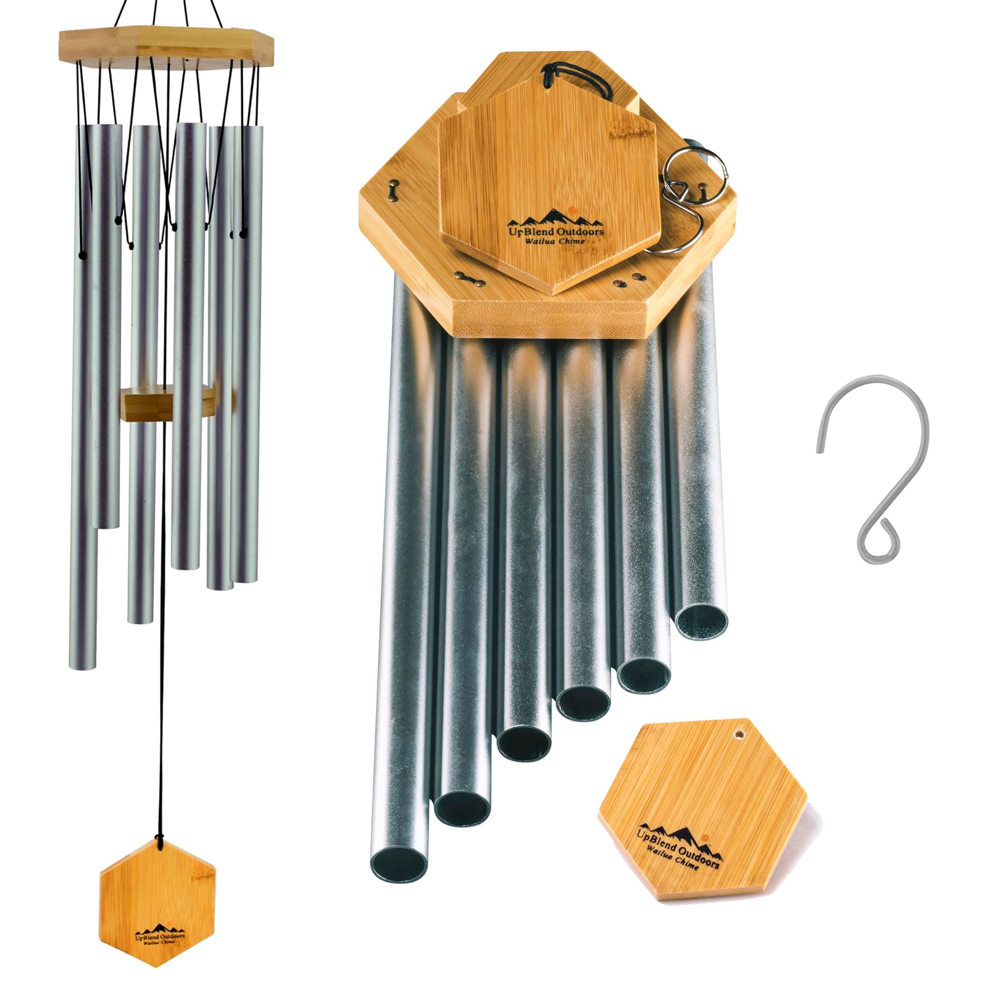 Wind Chimes for Outside, Gift for Mom, Deep Tone, Sympathy Gifts for Loss of Loved One, Patio Decoration, Memorial Windchimes, 29" Silver