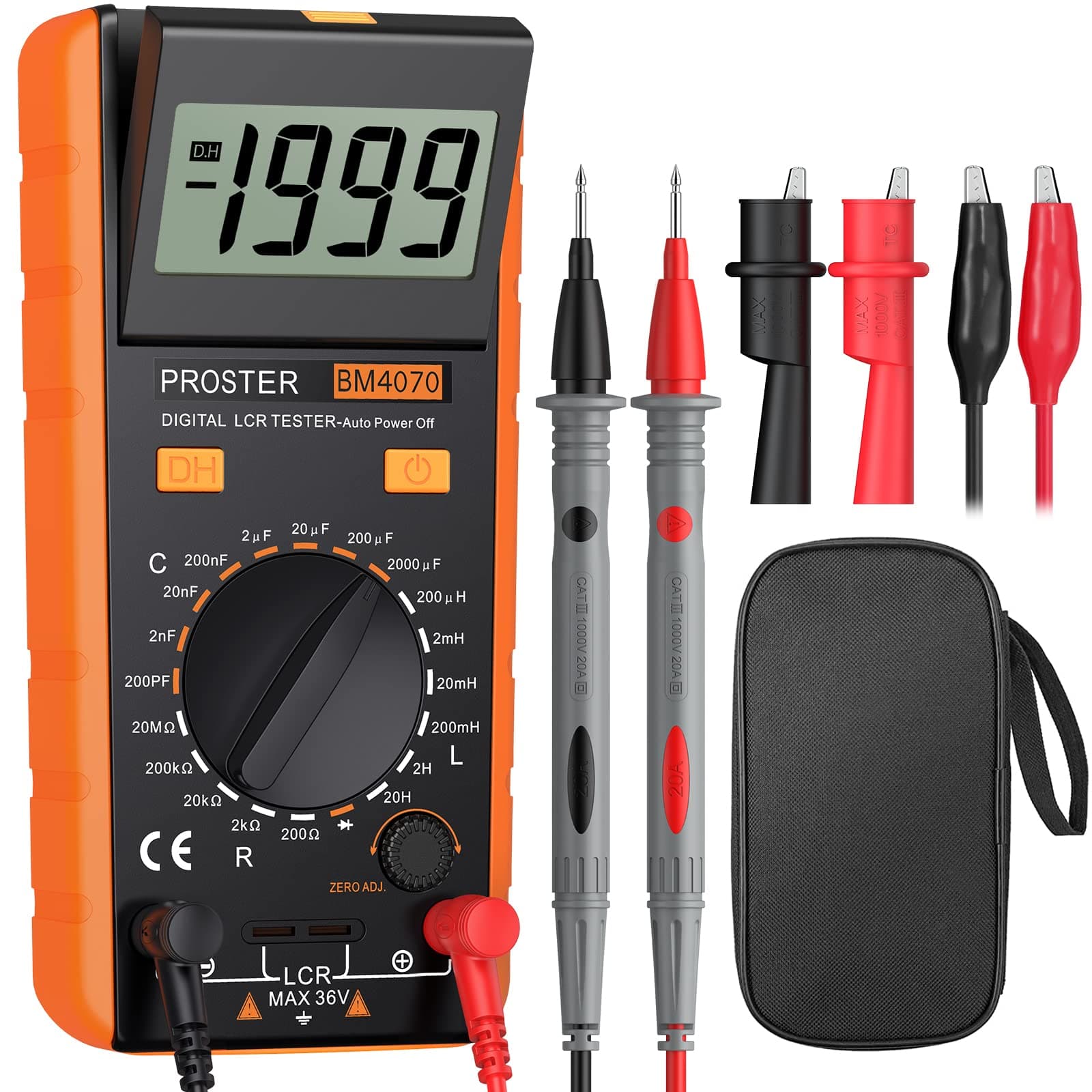 Proster LCR Meter - Capacitance Resistance Inductance Digital LCR Multimeter with LCD Over-Range Display