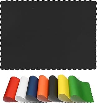 Paper Placemats for Dining Table – Disposable Scalloped Edges Color Table Mats great for Parties and Christmas Table Decorations 10"x14" 50ct ( Black )