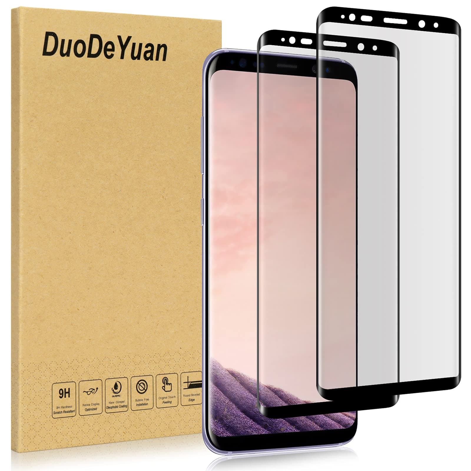 [2 Pack] Galaxy S8 Plus Screen Protector, DuoDeYuan 9H Hardness,Anti-Fingerprint,Anti-Scratch,Ultra-Clear,Tempered Glass Screen Protector for S8 Plus