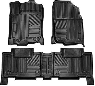 TuningPros FM-1001 Car Floor Mats Full Set Compatible with 2013-2018 Toyota RAV4 (XA40) | 3-pc Cargo Liner Black Car Mats | Custom Fit Non-Slip Car Floor Mat Rubber