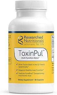 Researched Nutritionals ToxinPul - Kidney & Liver Cleanse Detox & Repair - Multi-Binder Formula with Humic Acid, Chlorella & Quercetin for Heavy Metals, Glyphosate & Toxin Removal (90 ct)
