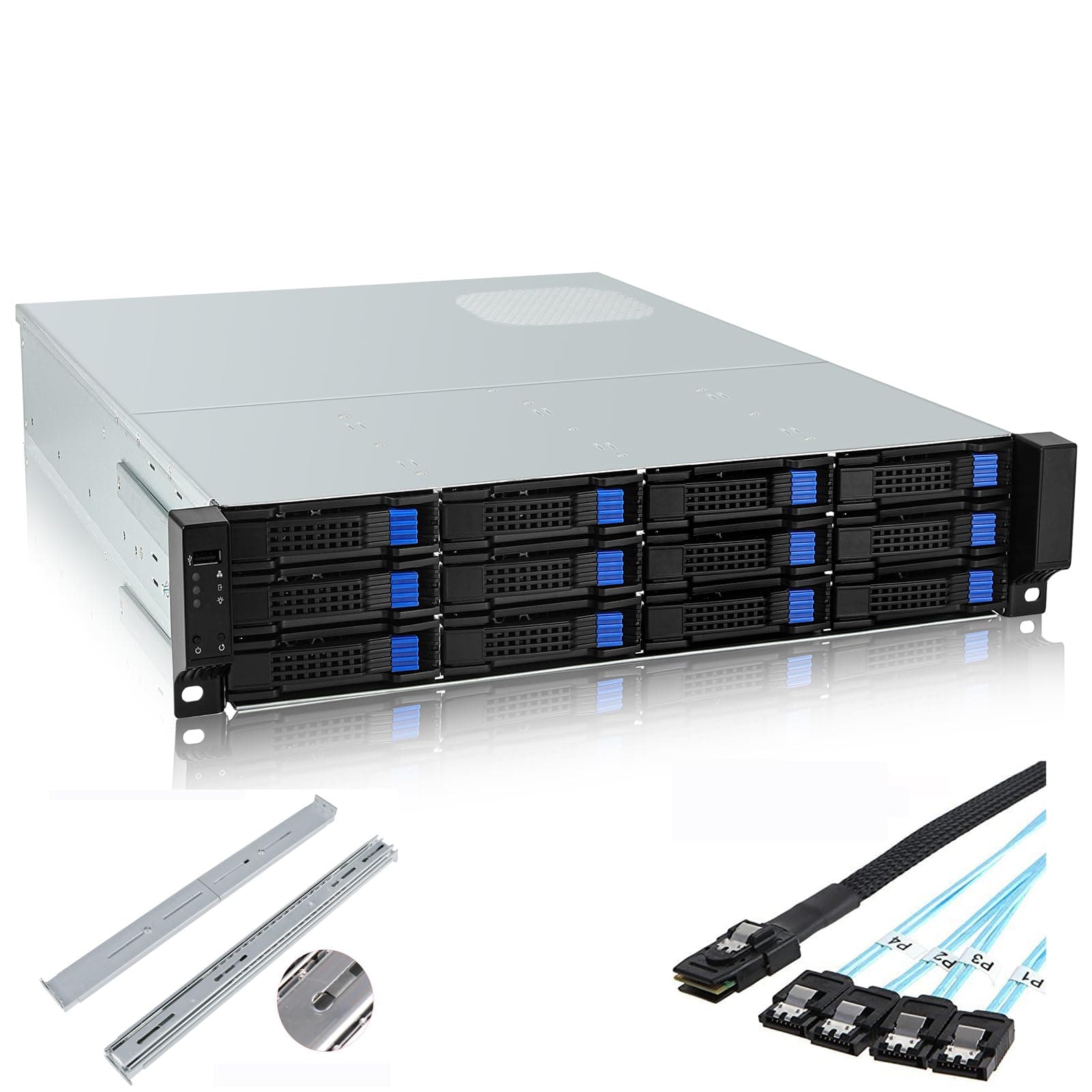 RackChoice M-ATX/Mini-ITX 2U Rackmount Depth 21.5" Server Chassis 6Gbps hotsw...