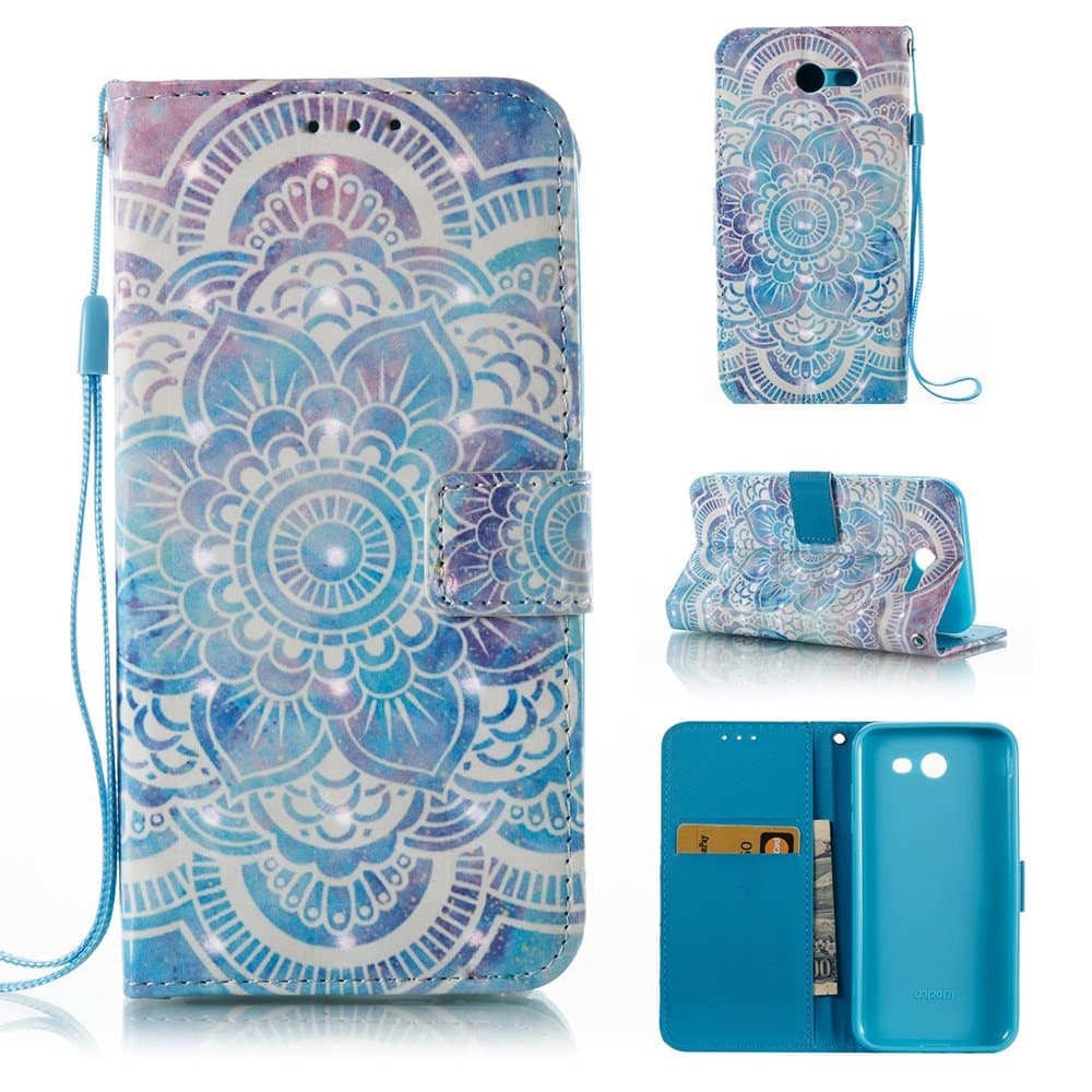 Galaxy J7 Prime Case,Galaxy J7 Sky Pro Case 2017,J7 V Case,J7 Perx Case,Halo Case,Voanice Wallet PU Leather Card Slots Holder and Stand Flip Protective Case Shockproof Magnetic Cover&Stylu-Blue flower