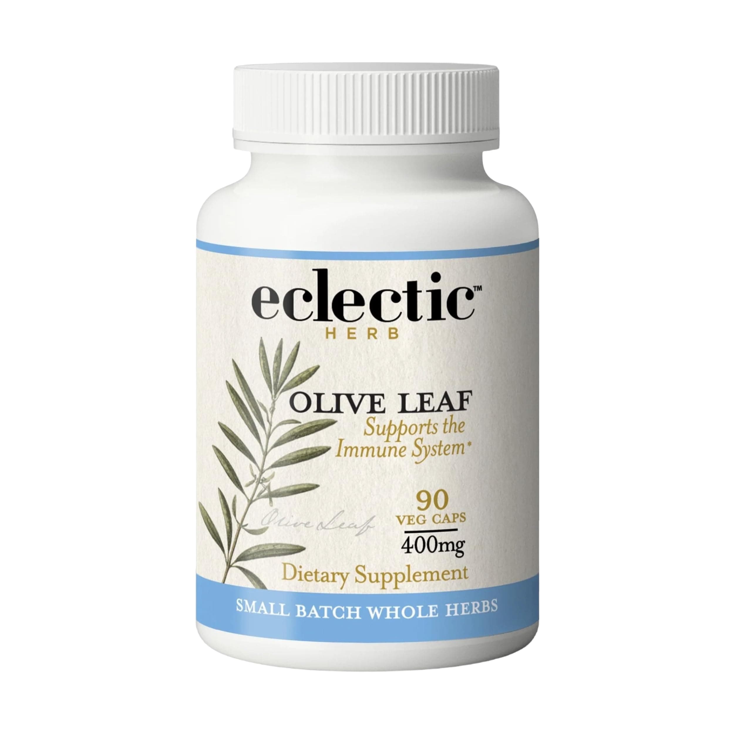 Eclectic Herb - Organic Olive Leaf Capsules | Immune System Support | Herbal Supplement | Freeze-Dried, Natural, Non-GMO, Vegan, Gluten Free (90 CT | 400 mg)
