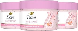 DoveBody Scrub White Peach & Crushed Rice 3 Count for Visibly Silky-Smooth, Nourished Skin, with ¼ Moisturizing Cream