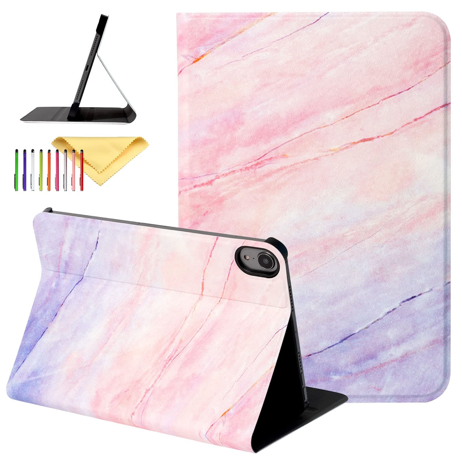 Uliking iPad Mini 6 Case 2021, New iPad Mini 6th Generation Case 8.3" 2021, [Marble Map Series] PU Leather Shockproof Shell Stand Smart Cover with Auto Wake/Sleep for iPad Mini 6, Pink/Purple Marble