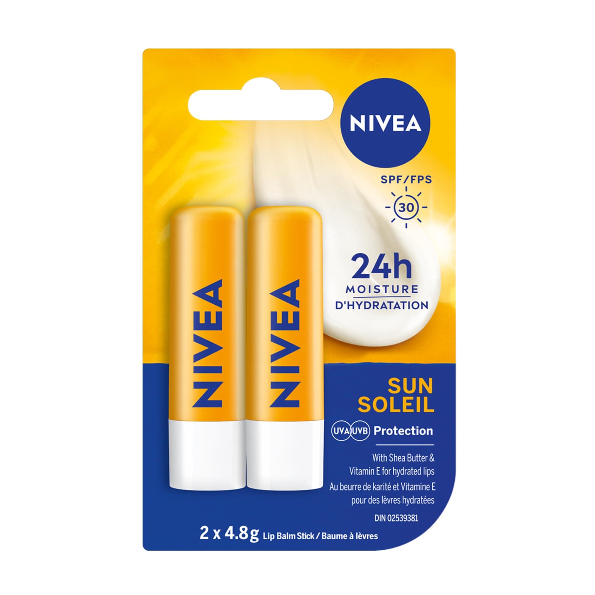 Sun Caring Lip Balm Sticks with SPF 30, Duo Pack (2 x 4.8 g)(Imported from Canada)