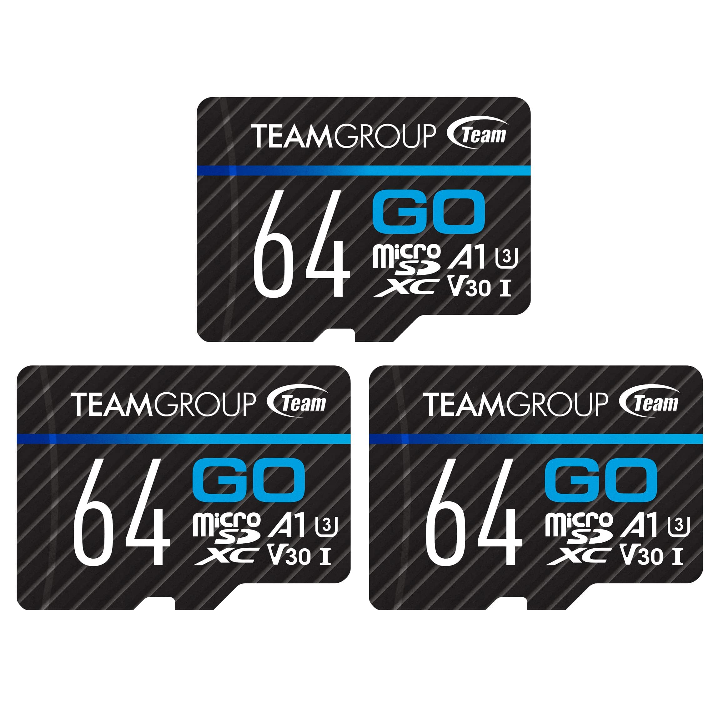 GO Card 64GB x 3 Pack MicroSDXC UHS-I U3 V30 4K for Action Cameras & Drone High Speed Flash Memory Card with Adapter for Outdoor Sports&Vlog, 4K Shooting,GoPro&Insta360&DJI TGUSDX64GU362