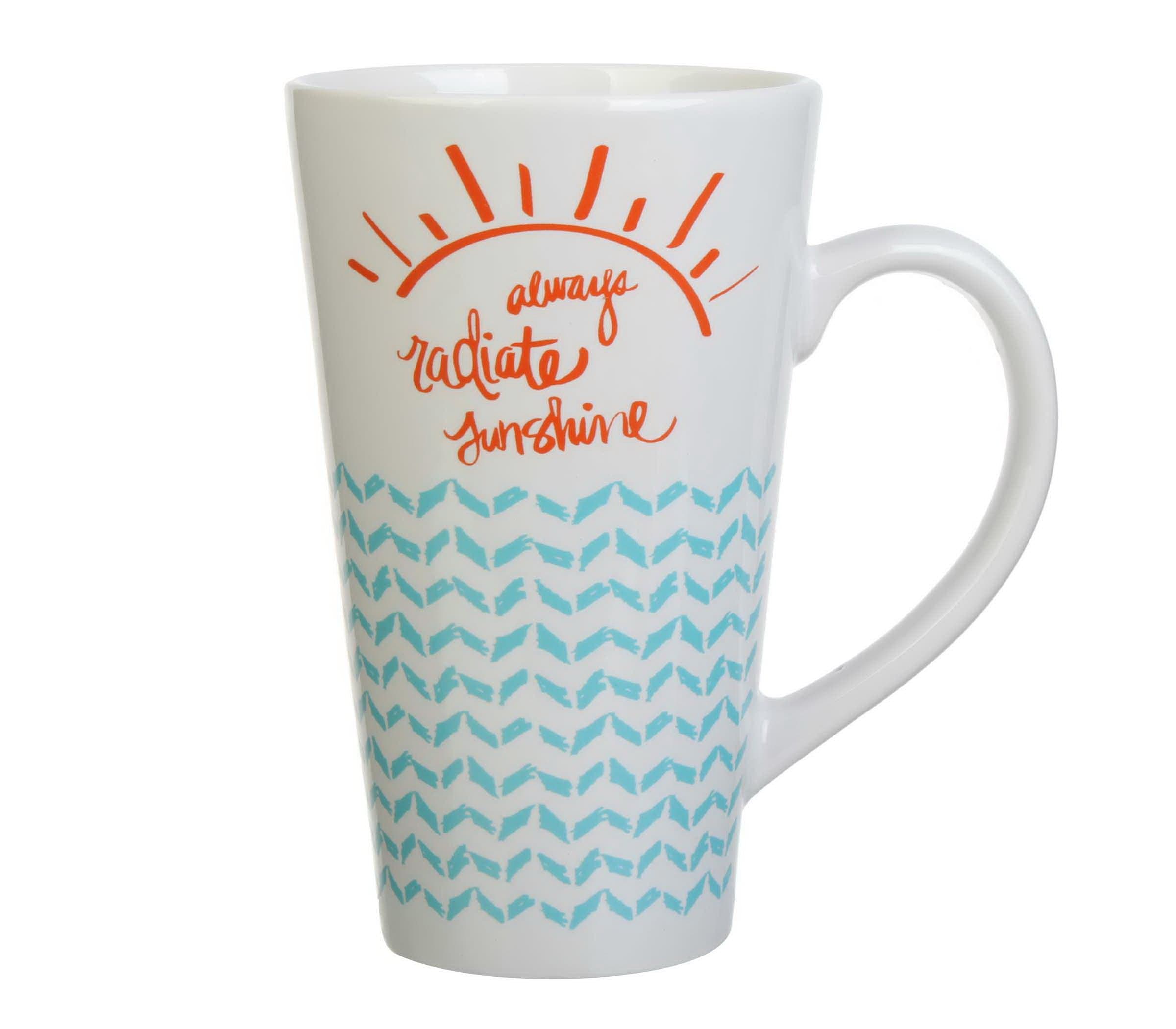 Sunshine Blue Chevron Latte Mug, 16 oz, Multicolor