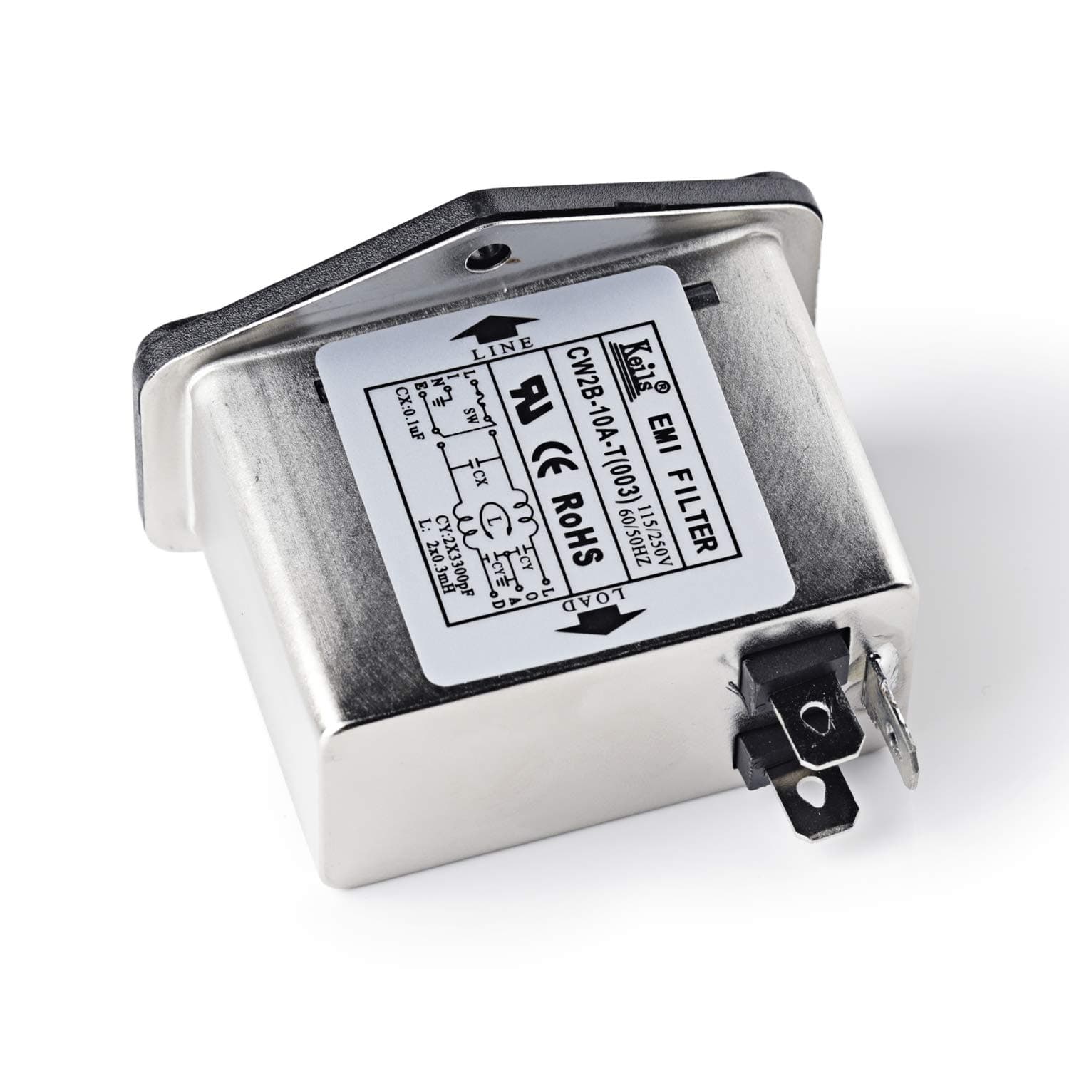 Noise Suppressor Power EMI Filter Termianl Single-Phase Line-Conditioner JREle AC 115/250V 10A CW2B-10A-T