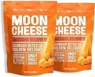 Moon Cheese Cheddar Believe It, 10 Ounce, 2-Pack, Crunchy, Protein-Rich Cheese Snack, Keto Friendly, 100% Real Cheese
