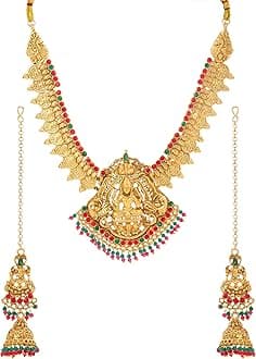 Yellow Chimes Jewellery Set for Women and Girls | Gold Plated Temple Jewellery Set Traditional | Accessories Jewellery for Women| Birthday Gift for girls and women Anniversary Gift for Wife