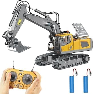 RC Excavator, 1:18 Scale Remote Control Dump Truck, 2.4GHz 11 Channel RC Construction Truck, Engineering Vehicles Educational Toys with Smoke &Light and Music for Kids, Boys and Girls