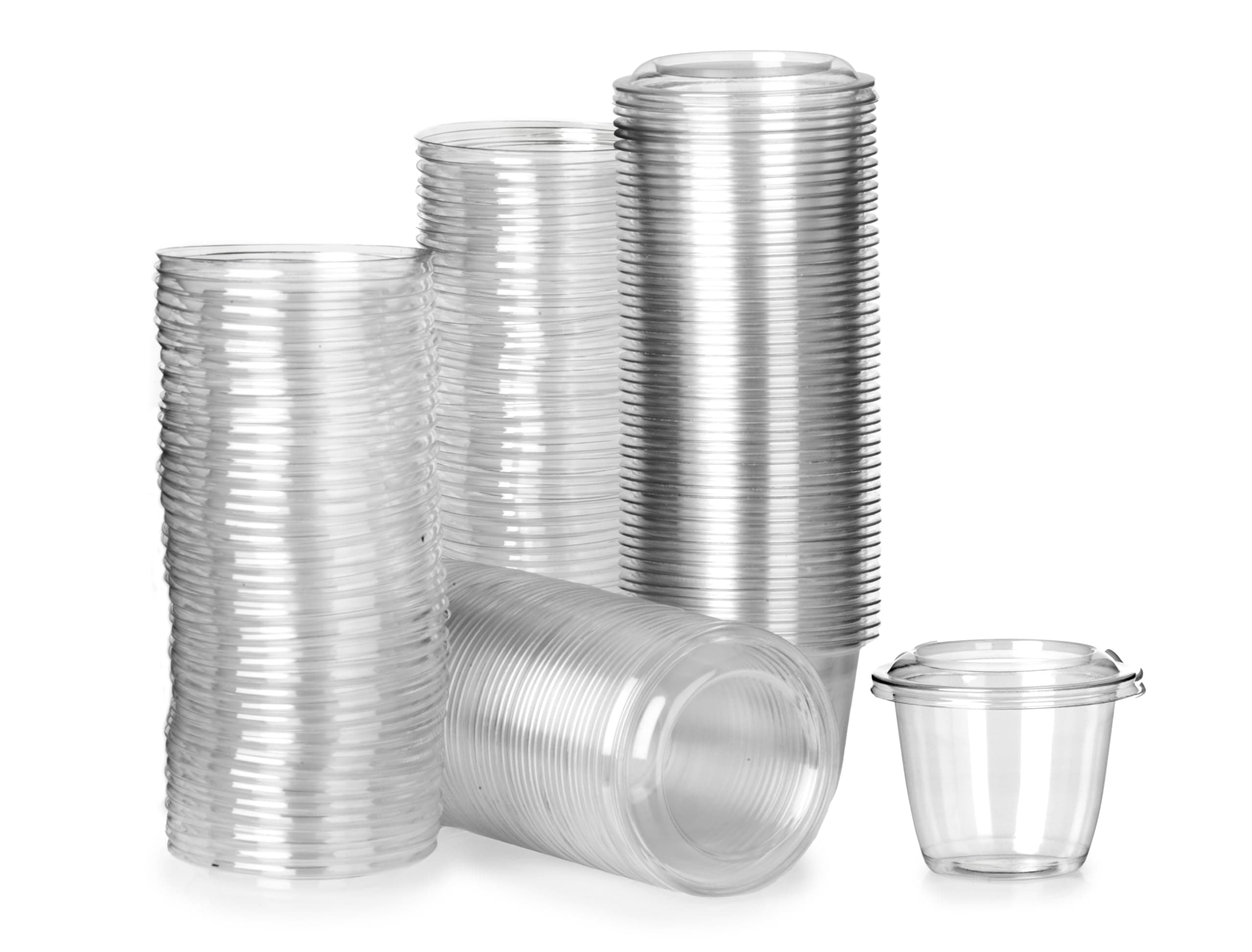 Signature Packaging100 Pack Small Plastic Takeaway Container with Lid - Perfect Sauce Pot - 4oz (7 Tablespoons)