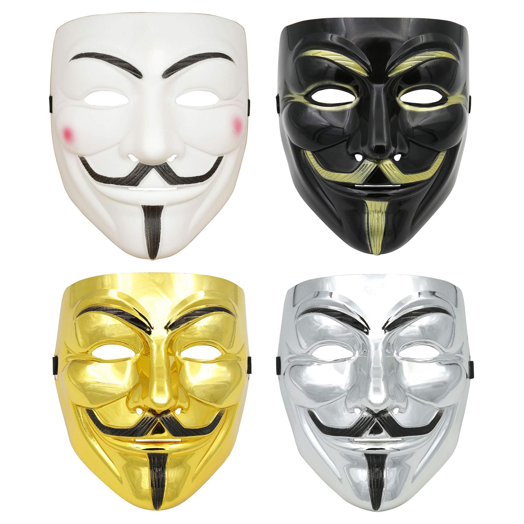 DukeTea 4 Pack Hacker Mask for Kids, Anonymous Mask Halloween Costume Cosplay Masquerade Party