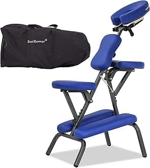 Portable Massage Chair for Tattoo and Spa Foldable Massage Therapy Chair with Adjustable Face Cradle High-Density Cushion Lightweight Design with Carrying Bag Ideal for Salon Use (Blue)