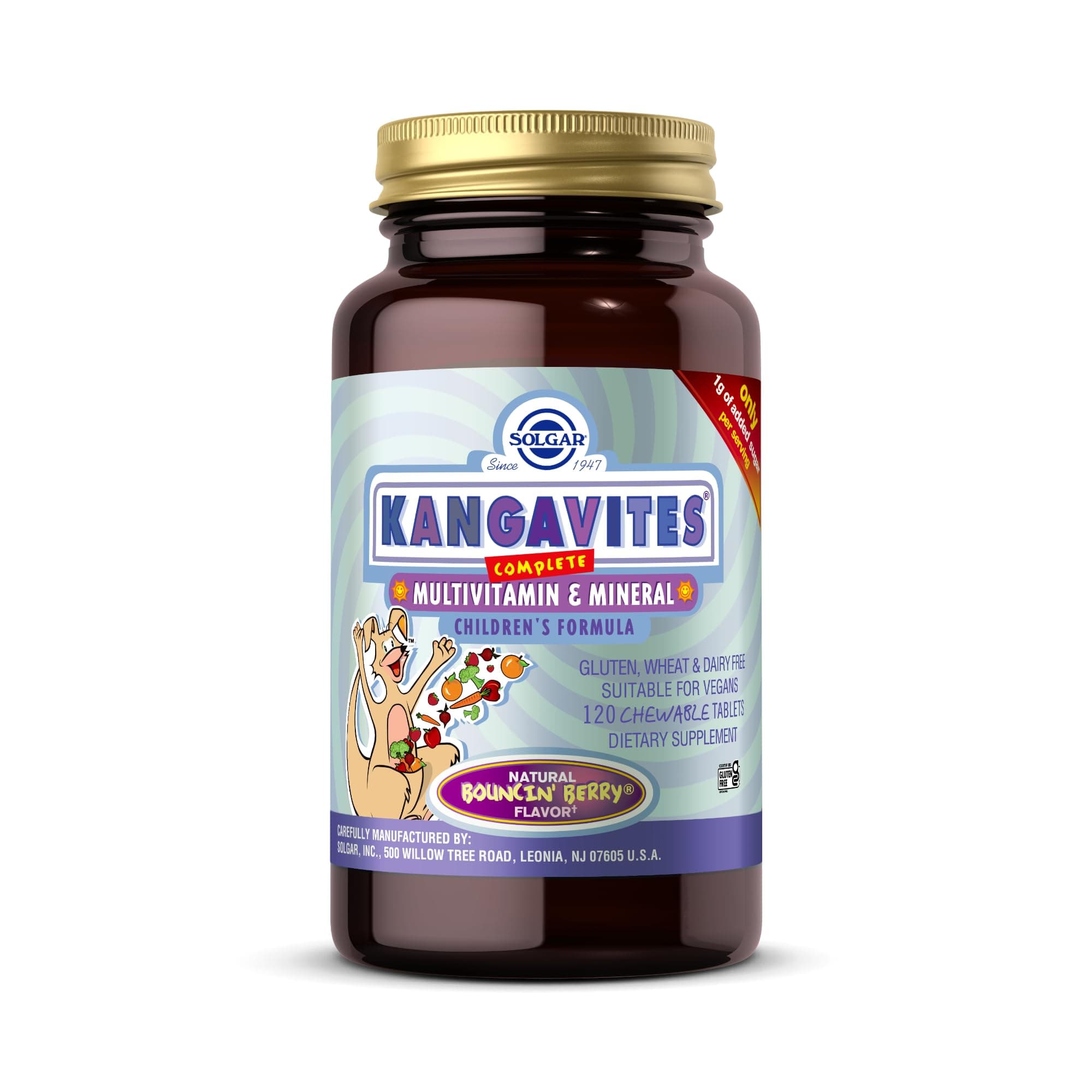 Solgar Kangavites Bouncing Berry Complete Multivitamin and Mineral Formula Chewable Tablets - Pack of 120-28 Active Ingredients - Supports a Healthy Lifestyle - Vegan and Gluten Free