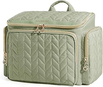 BAGSMART Travel Toiletry Bag, Large Wide-open Travel Bag for Toiletries, Makeup Cosmetic Travel Bag with Handle-Green