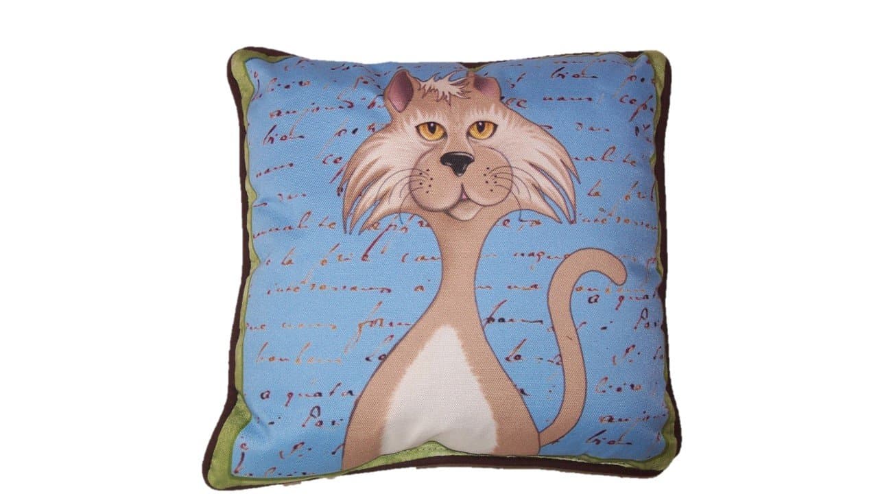 Purrfect Poses Decorative Tan Cat Pillow
