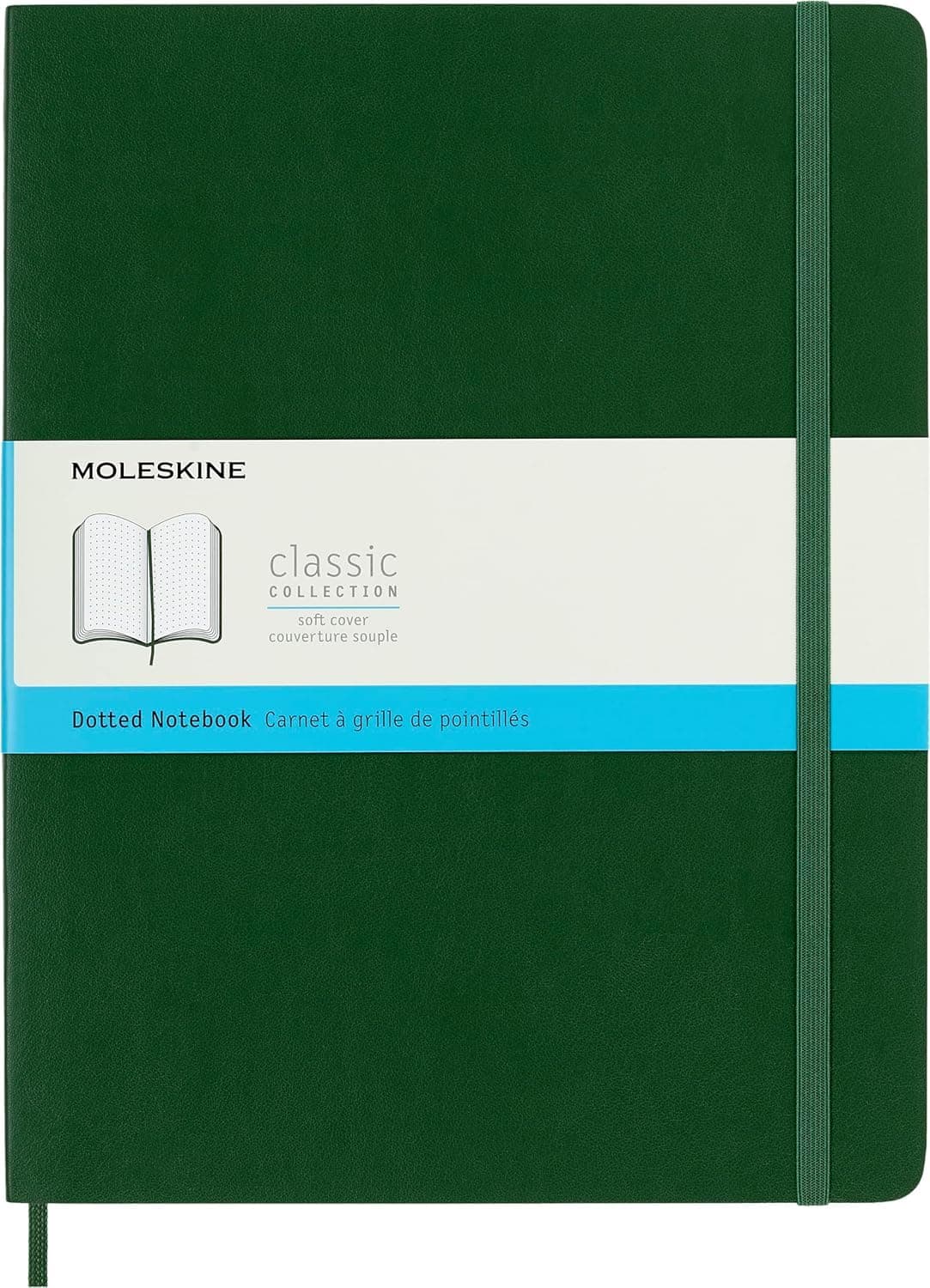 Moleskine Classic Notebook, Soft Cover, XL (7.5" x 9.5") Dotted, Myrtle Green, 192 Pages