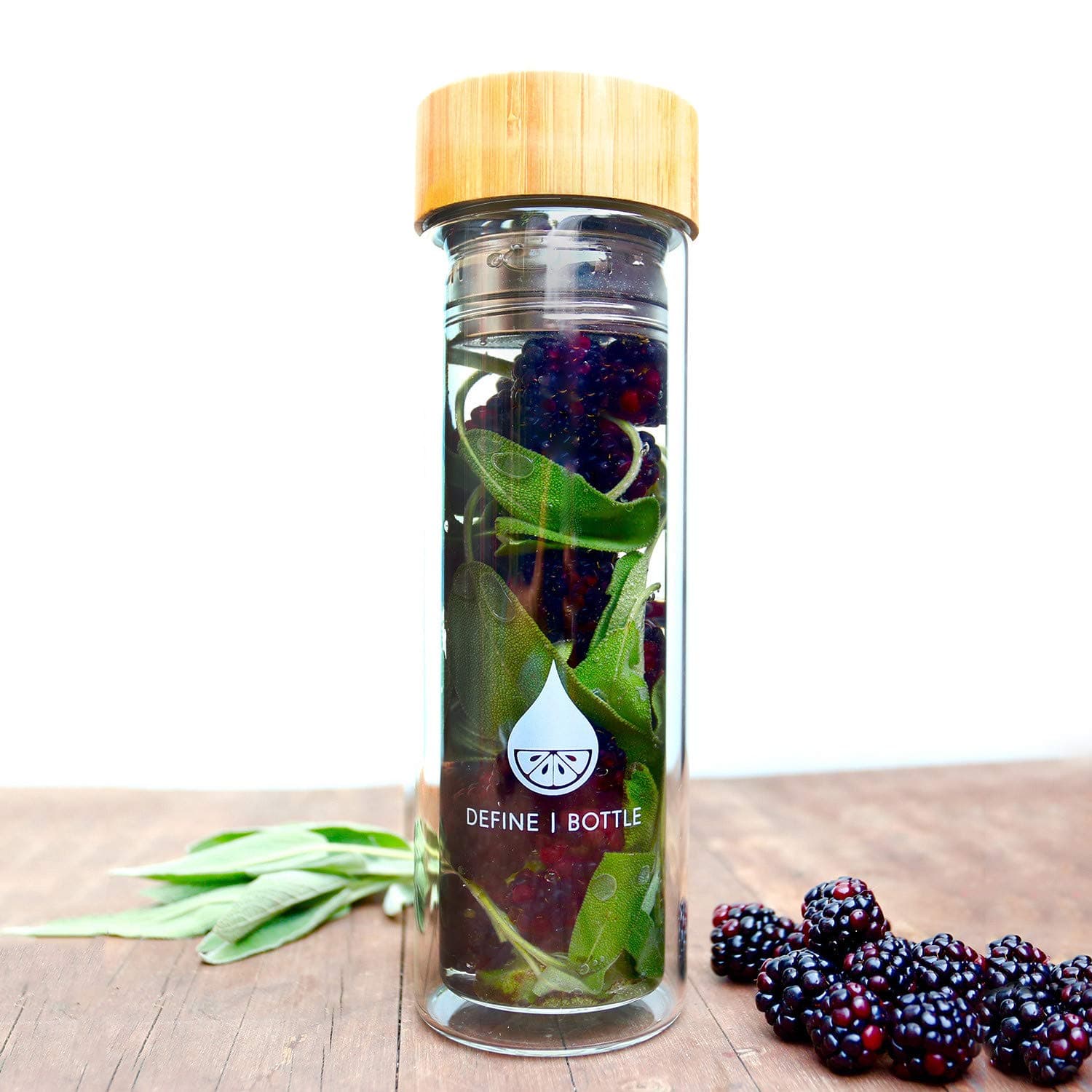 Define Bottle Bamboo Glass with Tea Infuser Edition