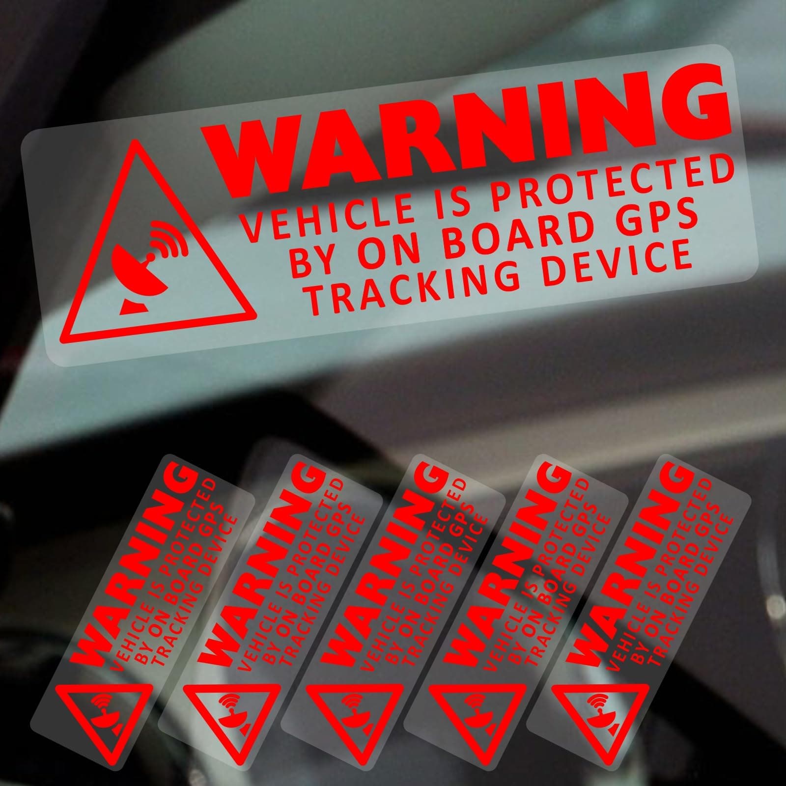 5 x G2 Warning On Board GPS Stickers RED Tracking Device Vehicle Signs Protected By Car Van Boat Taxi Secure Security Protection Safety Alarm Dash Satellite 75x25mm