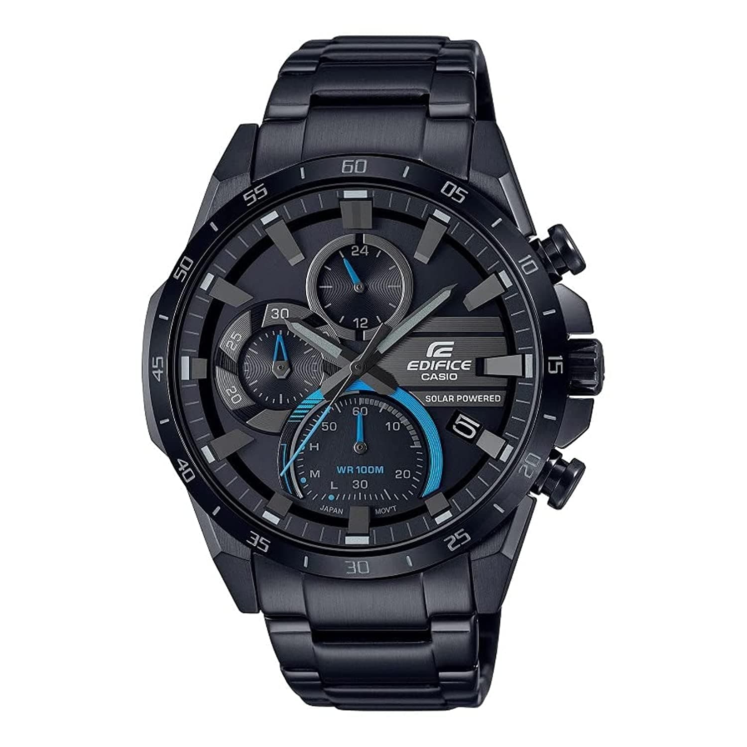 Casio Men Watch Edifice Solar Powered Chronograph Analog Black Dial