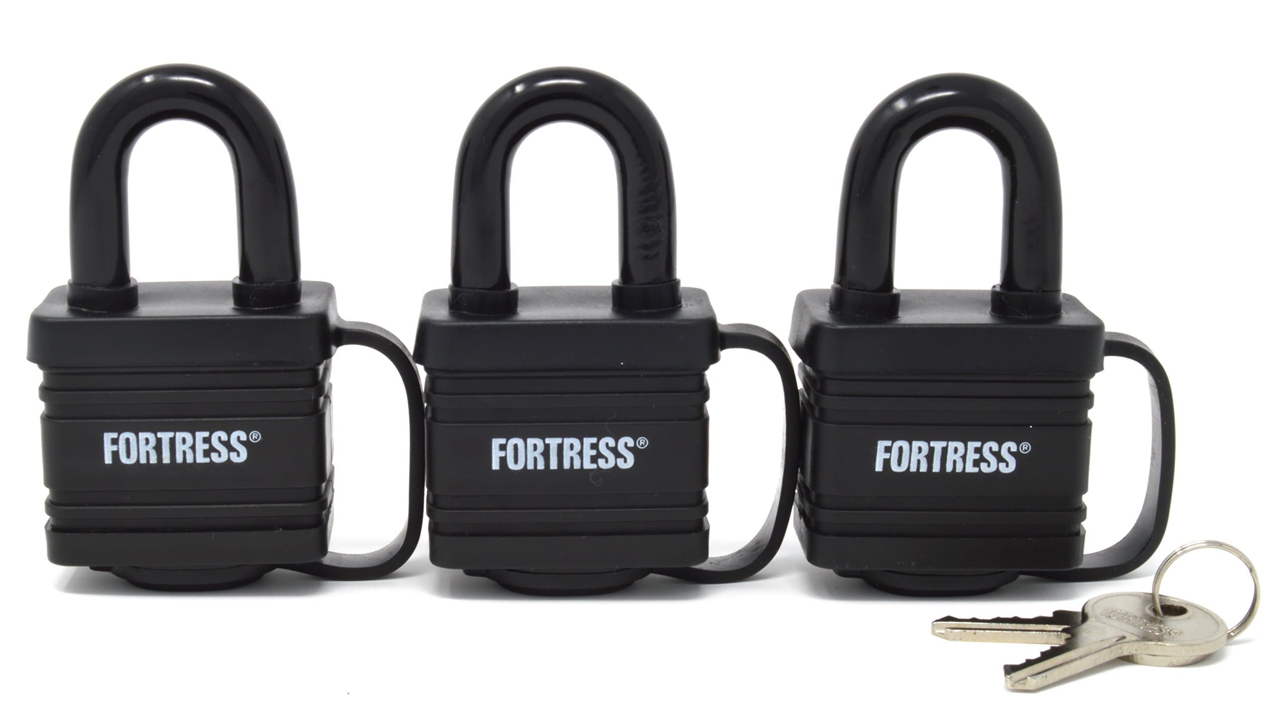 1804TRI 1-9/16" Covered Laminated Weatherproof Padlock For Water Resistance; 3 Pack