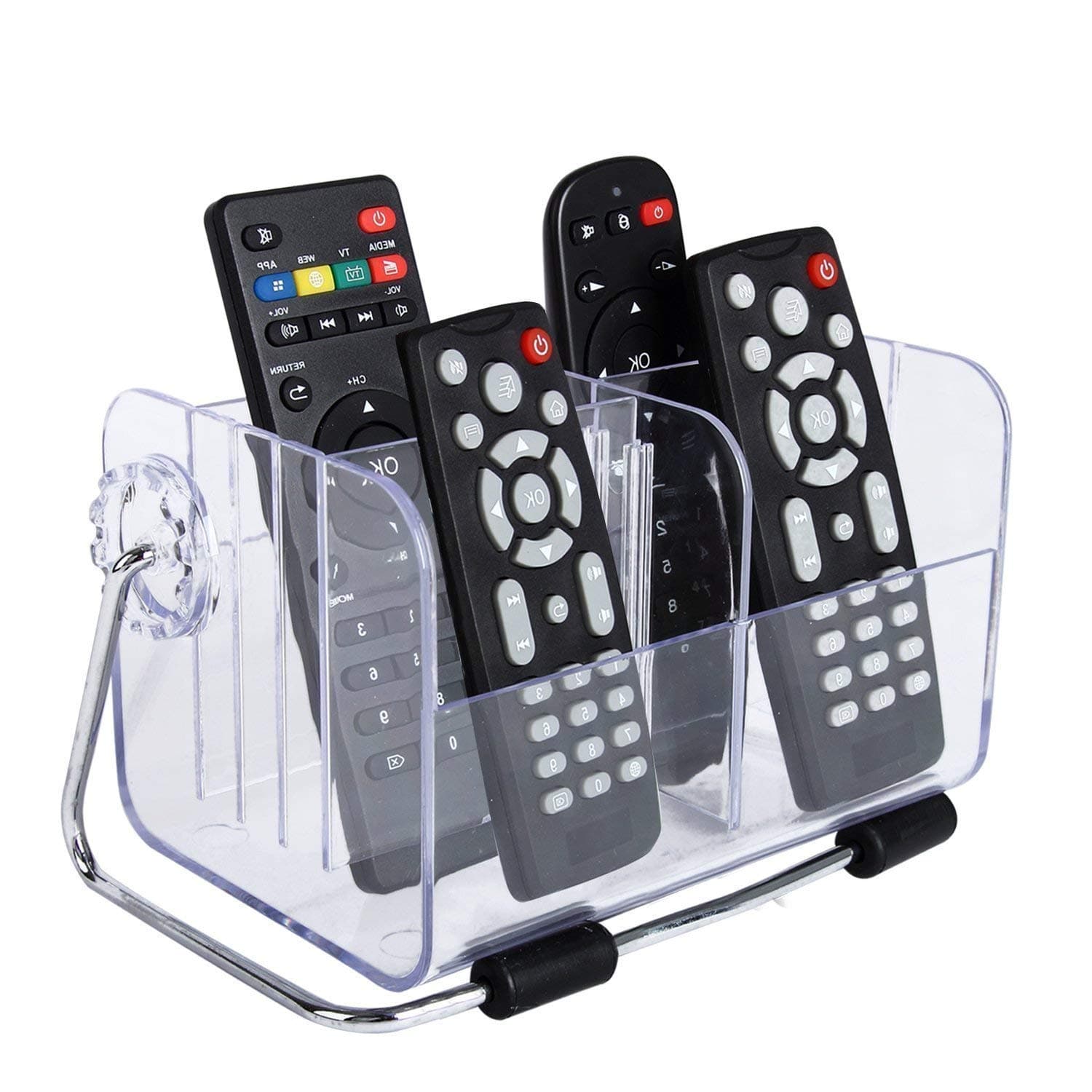 Clear TV Remote Control Mobile Phone Organizer Storage Box Stand Holder Transparent Case - Remote Organiser