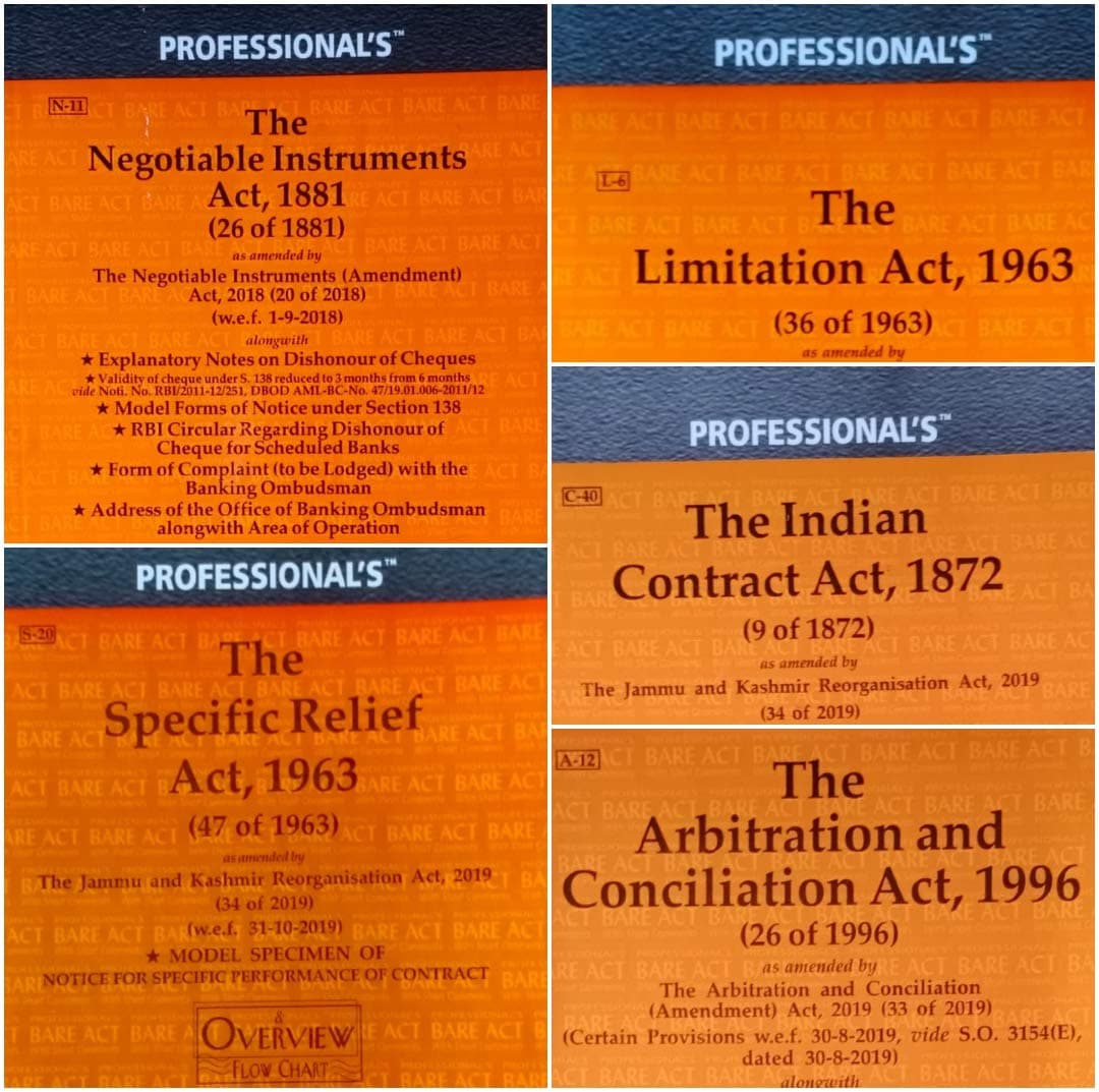 Contract Business Commercial Laws Combo Pack Bundle- Arbitration & Conciliation, Contract, Limitation, Negotiable Instruments, Specific Relief