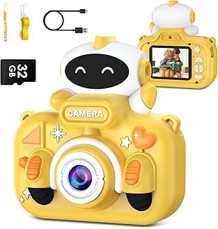 Kids Camera - 2.0 Inch HD Digital Camera with 32GB Card, Birthday & for Kids Age 3-12, Yellow