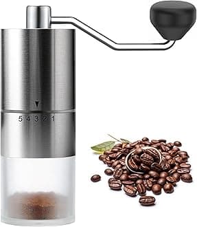 EZLucky Portable Manual Coffee Grinder - Ceramic Conical Burr with 5 Adjustable Settings for Grinding, Perfect for Espresso Enthusiasts at Home, Office, or Camping