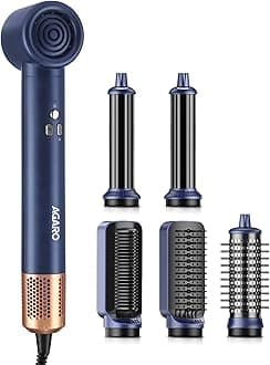 Imperial Multifunctional 6-in-1 Hair Styler, 1200W, High Speed Ionic Hair Dryer Brush, Blow Dryer Brush, Detachable Hair Styling Tools, Volumizing, Drying, Sleeking, Smoothing, Men & women,Black