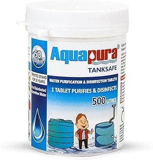 Aquapura Chlorine Water Purification Tablets | Each Tablet for 500 Liters, 50 Tab Pack | (25000L Water Purification) | 3 Years Shel Life & Warranty, Chlorine Tablets for Overhead & Undergorund Tanks