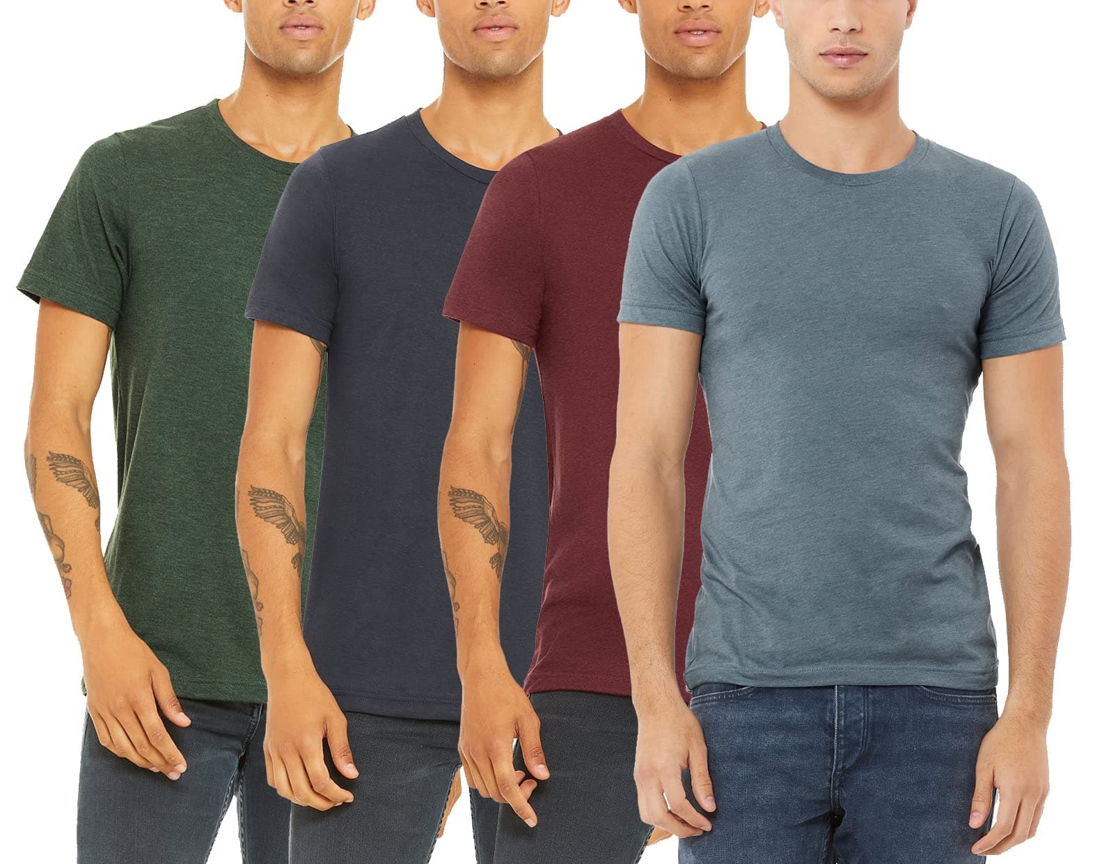 4 Pack Men's Heather Cotton Poly T-Shirt