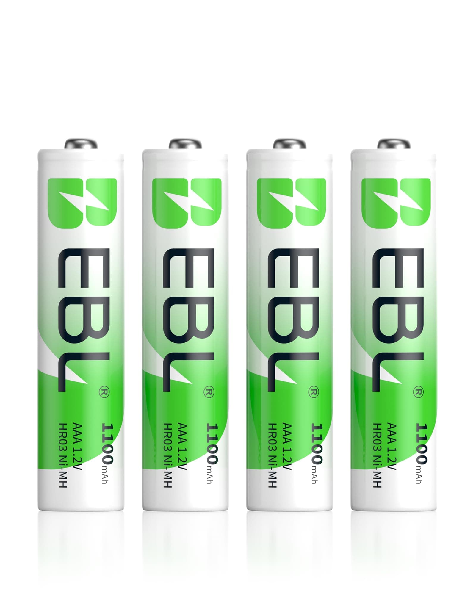 EBL 1100mAh Super Capacity AAA Rechargeable Batteries, 4 Pack