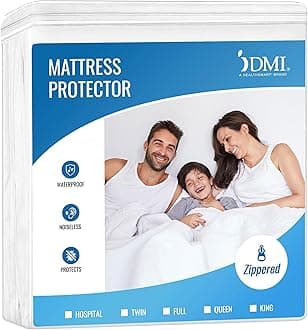 DMI Waterproof Mattress Protector, Mattress Pad, Waterproof Mattress Cover, Bed Pad and Bed Coverr, Encased Zippered Fit, King, White