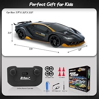 RC Drift Car 2.4GHz 1/24 Remote Control Car 4WD High Speed Drifting Cars with Light Rechargeable Battery and Drift Tires RC Cars Toys for Kids Adults Girl Boys, Black