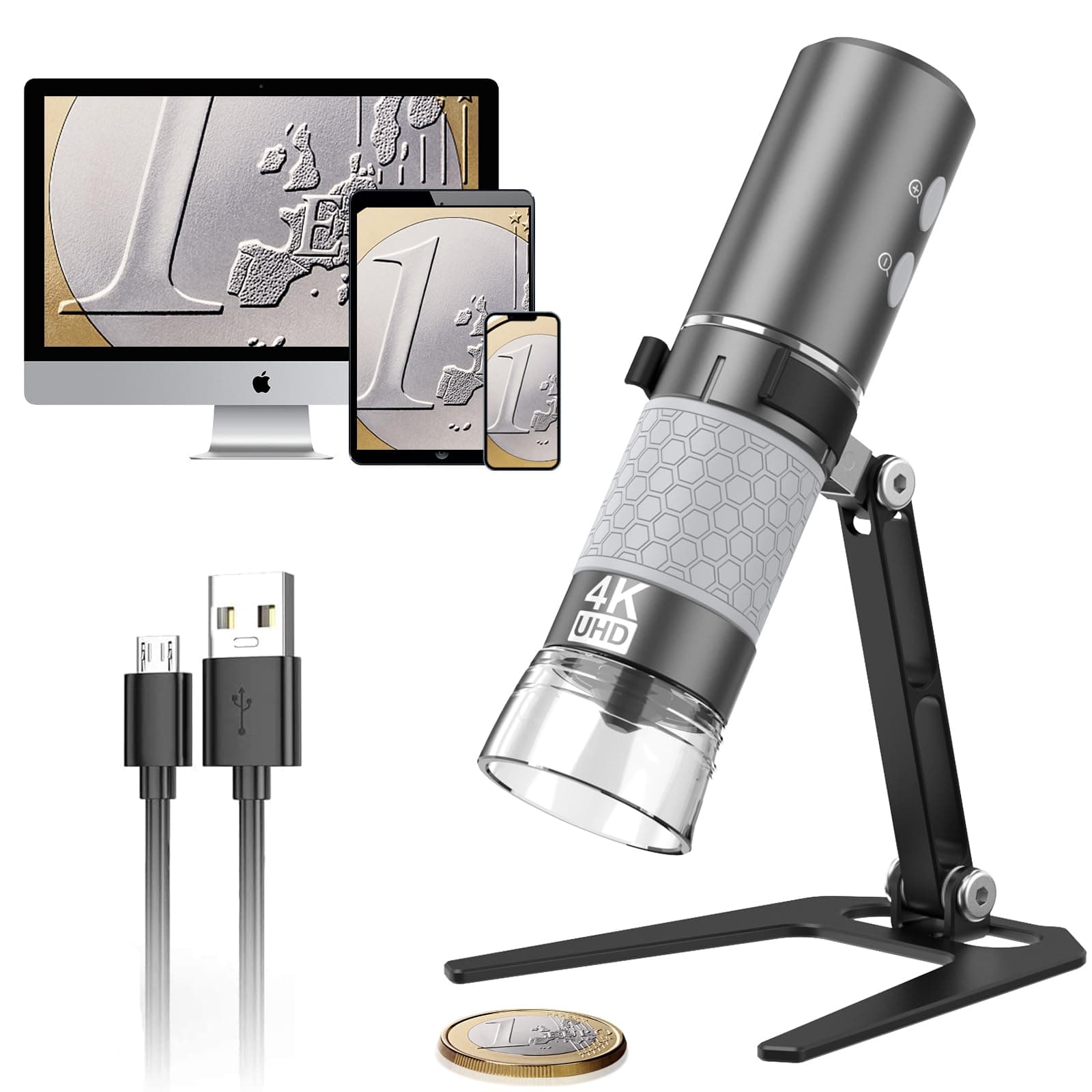 Wireless Digital Microscope 4K HD Wi-Fi Microscope Camera Digital Magnifier Compatible for iPhone/Android Phones and PC