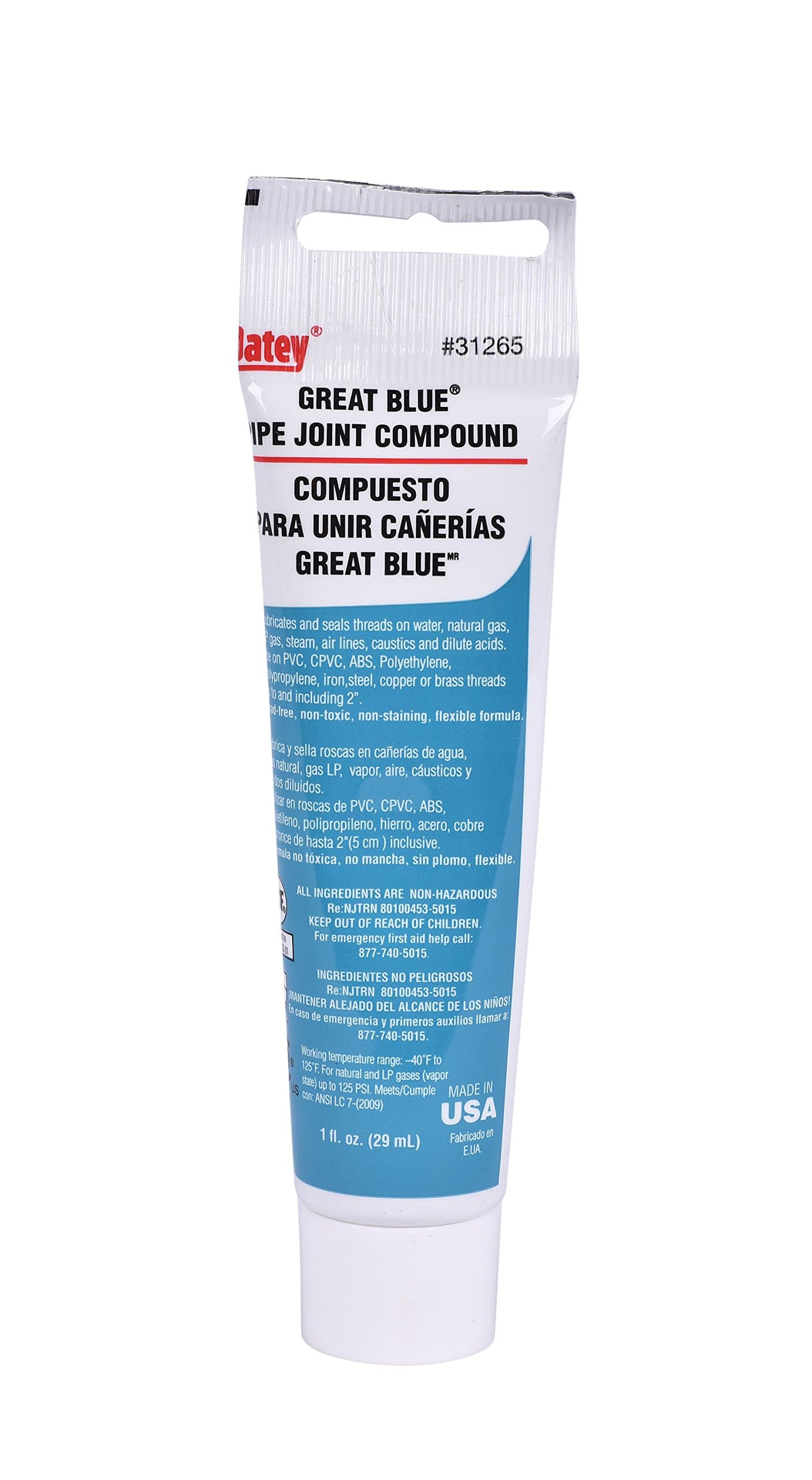 Oatey 31265 Great Blue Pipe Joint Compound, 1 fl.Ounce