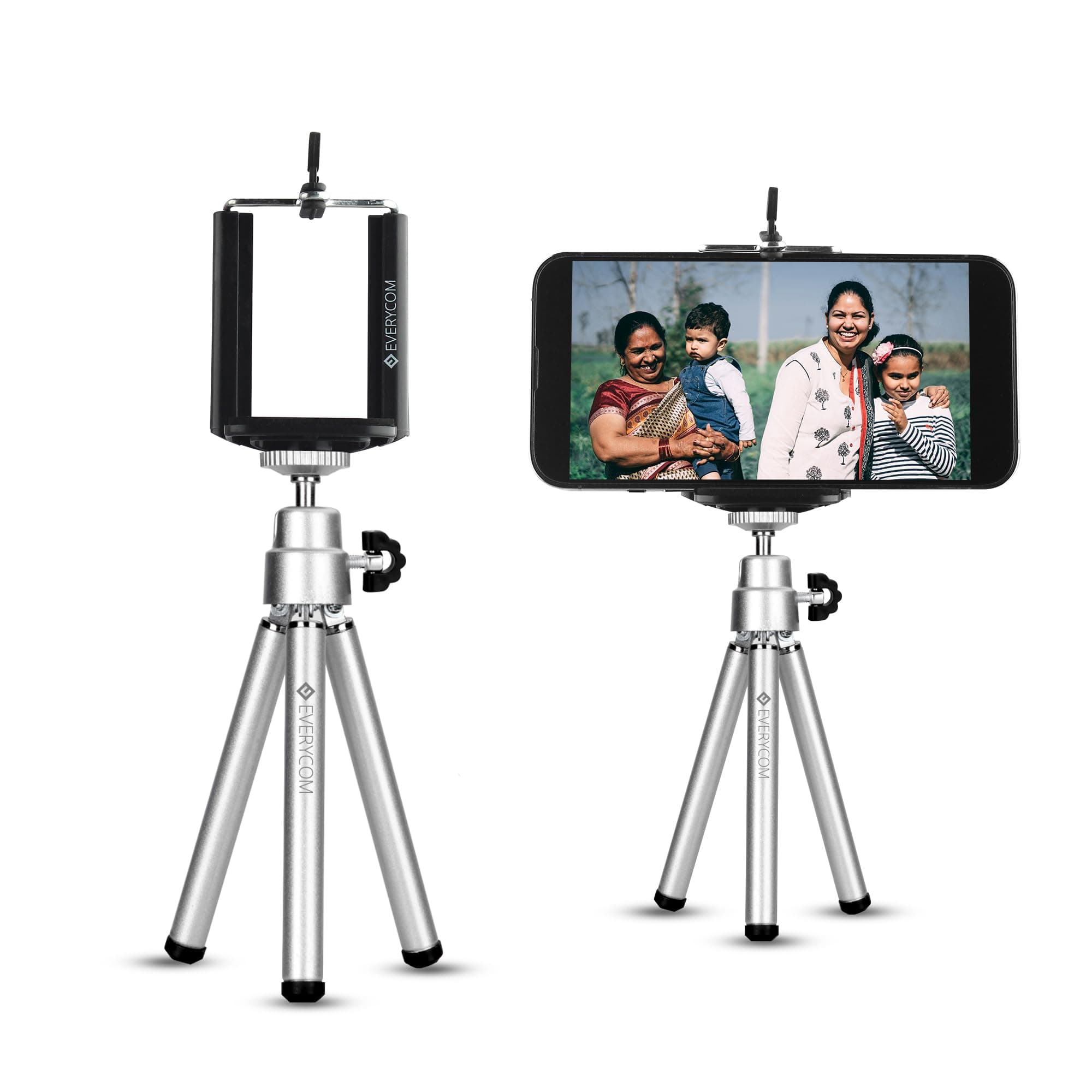 EverycomMini Tripod with Mount Compatible with All Mobile Phones and Digital Camera - Silver