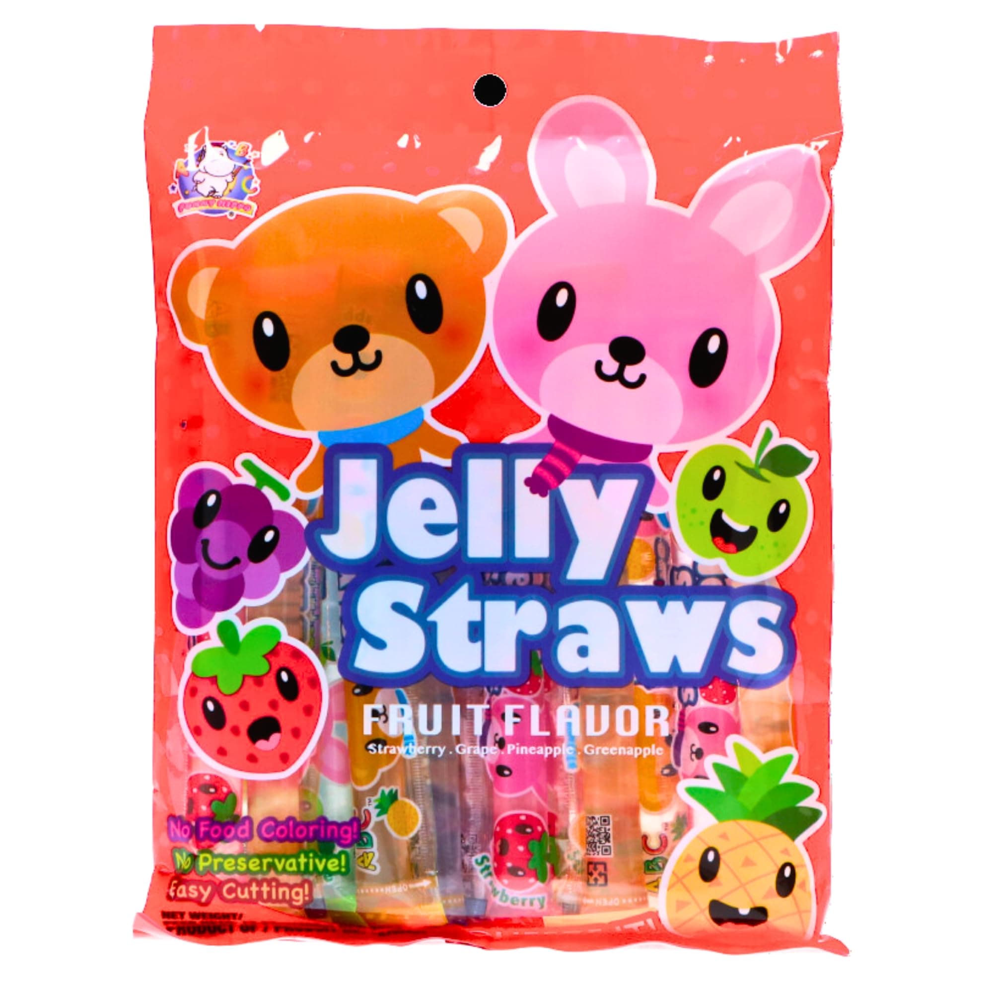 Vmart ABC Bear & Bunny Jelly Straw Assorted Fruit Flavours 300g - (Strawberry, Grape, Pineapple, Green Apple Flavour) Sweet Treats Snacks