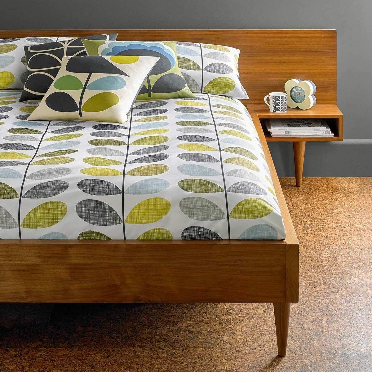 Ashley Wilde Orla Kiely Scribble Stem Sea Grass / Duck Egg: Housewife Pillowcase - 2 per Pack