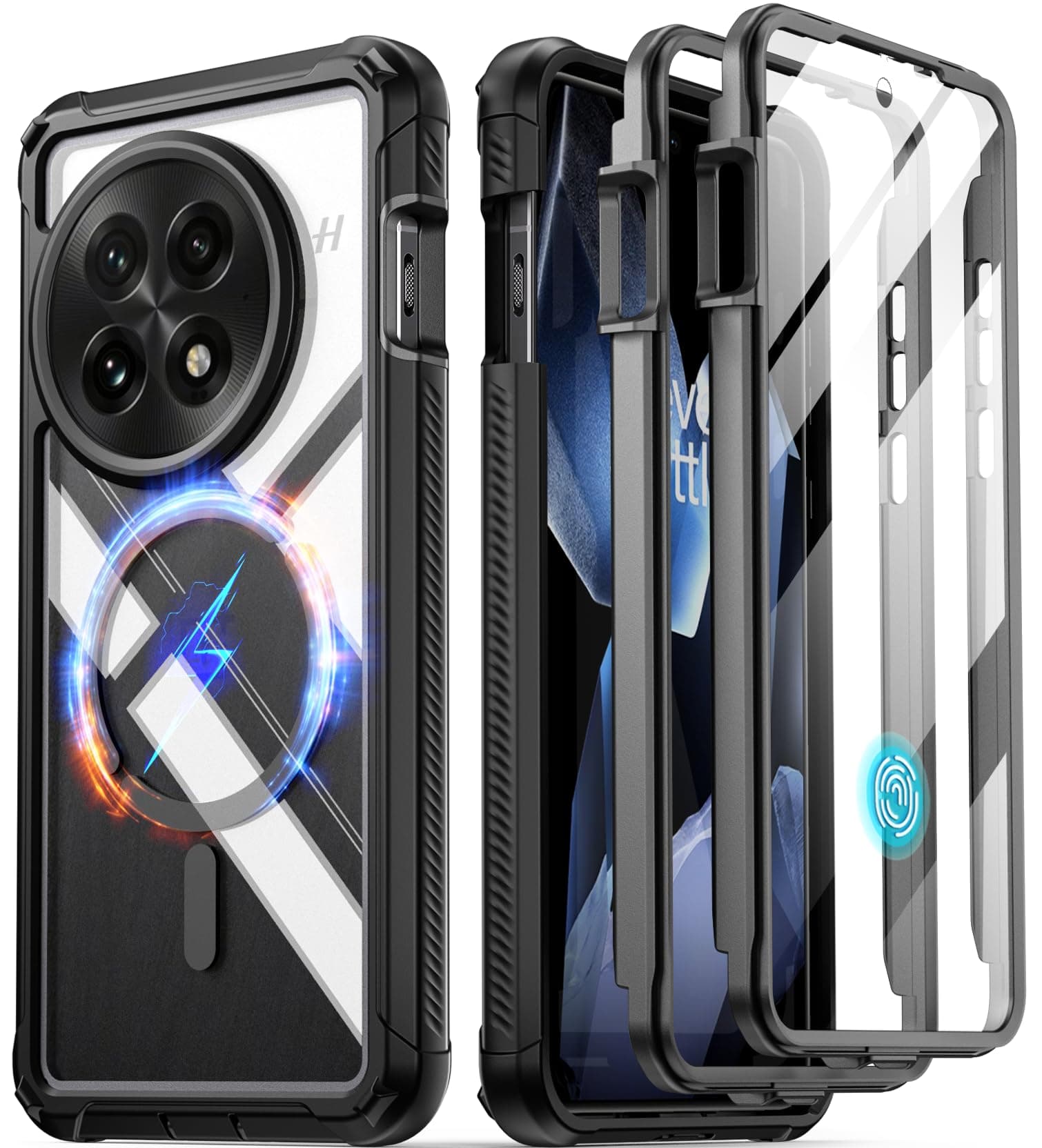 Guardian OnePlus 13 5G Case, Built-in Screen Protector [Works with Fingerprint ID], [2 Front Frames] Full Body Protective Case Shockproof Heavy Duty Clear